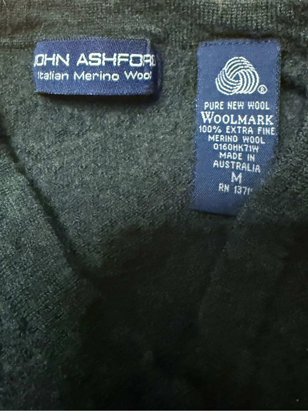 John Ashford Men's Dark Green Cable Knit V-Neck Sweater Vest